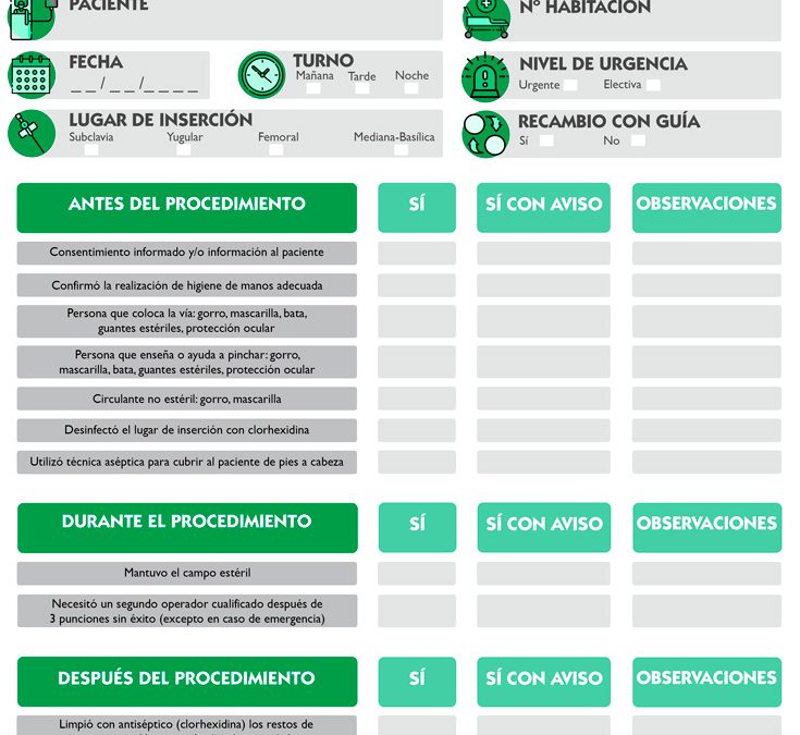 Check list inserción de vías centrales