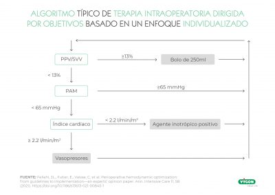 Algoritmo típico de terapia intraoperatoria dirigida por objetivos basado en un enfoque individualizado