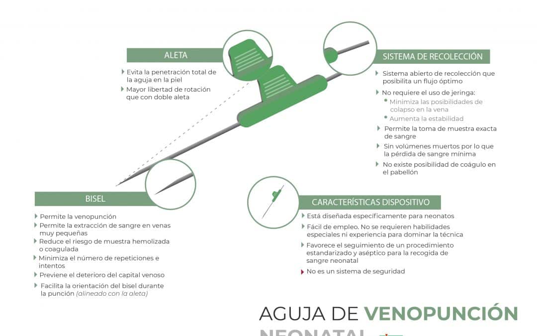 Aguja de venopunción neonatal para la extracción de sangre