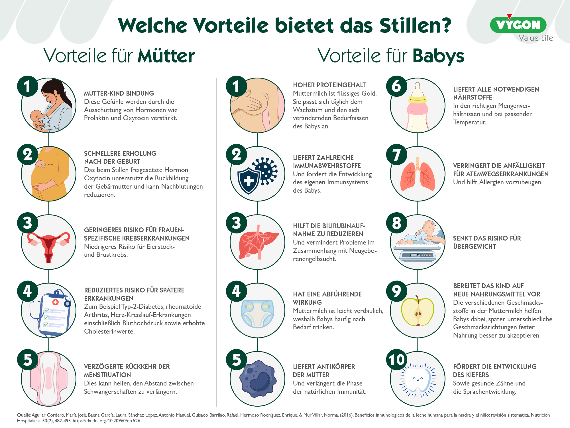 Infografik-Vorteile des Stillens für Mütter und Babys