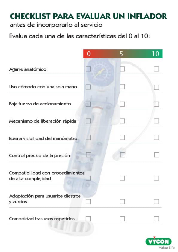 Checklist para evaluar un inflador antes de incorporarlo al servicio