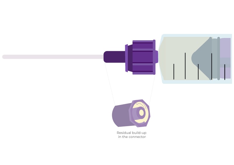 Residues inside ENFit connector