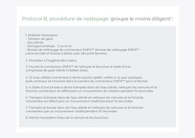 Protocole B – Procédure de nettoyage ENFit : groupe moins diligent