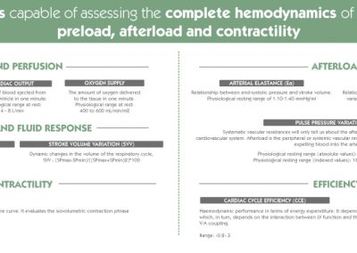 Parameters capable of assesing the complete hemodynamics of the patient: preload, afterload and contractility