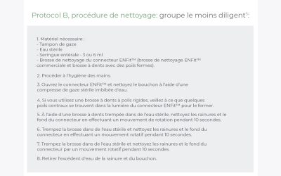 Protocole B – Procédure de nettoyage ENFit : groupe moins diligent